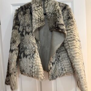 Chic Faux Fur Teddy Jacket - Cream and Gray Reversible